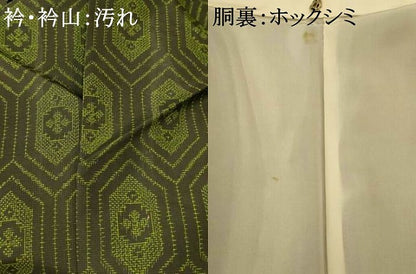 平和屋着物■本場村山大島紬　亀甲花文　黒地　正絹　逸品　AABI5809fw
