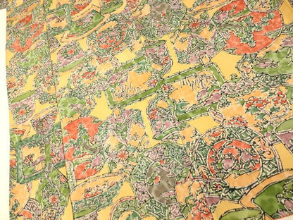 平和屋着物■上質な紬　花鳥陶器文　正絹　逸品　AABI5816fw