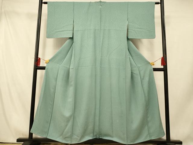 平和屋着物■上質な色無地　寿光織　舞花地紋　千草色　さが美扱い　正絹　逸品　AABI5819fw