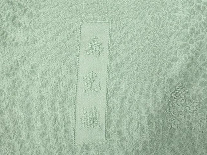 平和屋着物■上質な色無地　寿光織　舞花地紋　千草色　さが美扱い　正絹　逸品　AABI5819fw