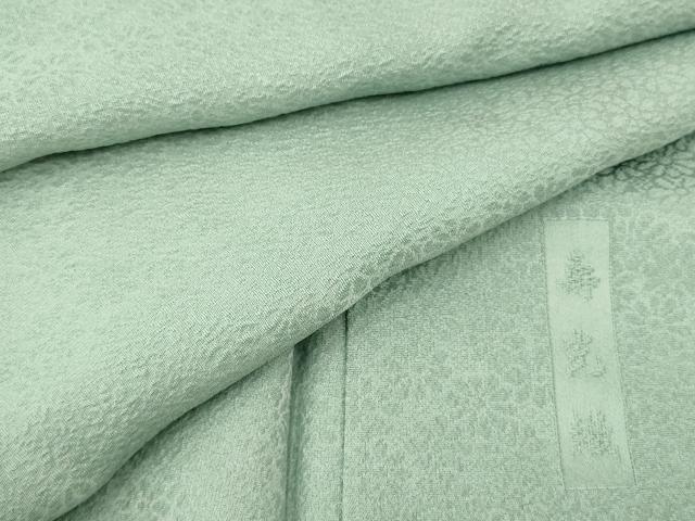 平和屋着物■上質な色無地　寿光織　舞花地紋　千草色　さが美扱い　正絹　逸品　AABI5819fw