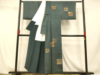 平和屋着物■訪問着　刺繍　色紙風景文　金彩　正絹　逸品　AABI5821fw