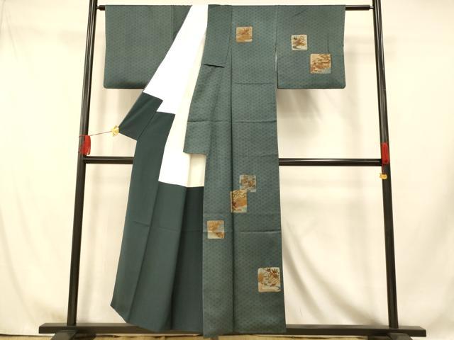 平和屋着物■訪問着　刺繍　色紙風景文　金彩　正絹　逸品　AABI5821fw