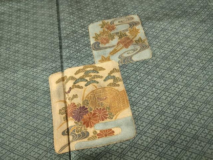平和屋着物■訪問着　刺繍　色紙風景文　金彩　正絹　逸品　AABI5821fw