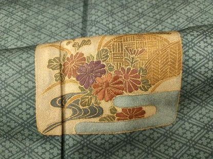 平和屋着物■訪問着　刺繍　色紙風景文　金彩　正絹　逸品　AABI5821fw