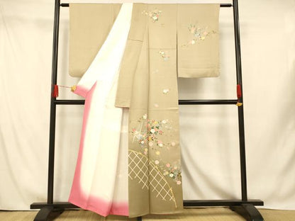平和屋着物■訪問着　草花籬文　暈し染め　金彩　正絹　逸品　AABI5823fw