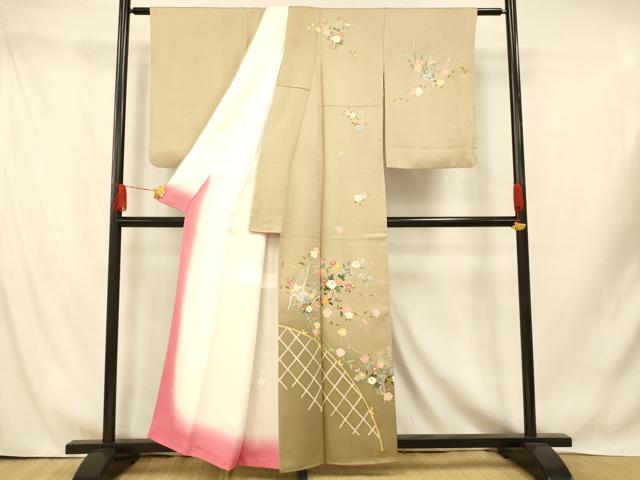 平和屋着物■訪問着　草花籬文　暈し染め　金彩　正絹　逸品　AABI5823fw