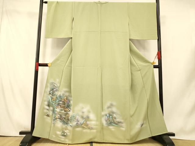 平和屋着物■色留訪問着　手描き　風景文　正絹　逸品　AABI5825fw