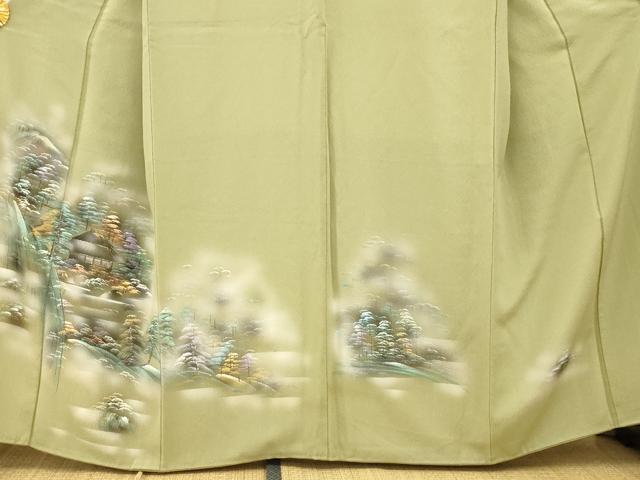 平和屋着物■色留訪問着　手描き　風景文　正絹　逸品　AABI5825fw