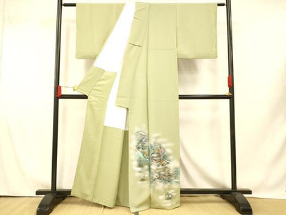 平和屋着物■色留訪問着　手描き　風景文　正絹　逸品　AABI5825fw
