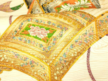 平和屋着物■豪華振袖　手描き　楽器文　金彩　正絹　逸品　AABI5826fw