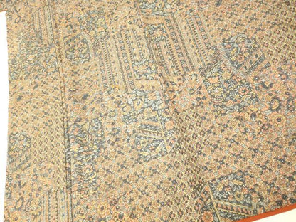 平和屋着物■上質な小紋　更紗花文　正絹　逸品　AABI5827fw