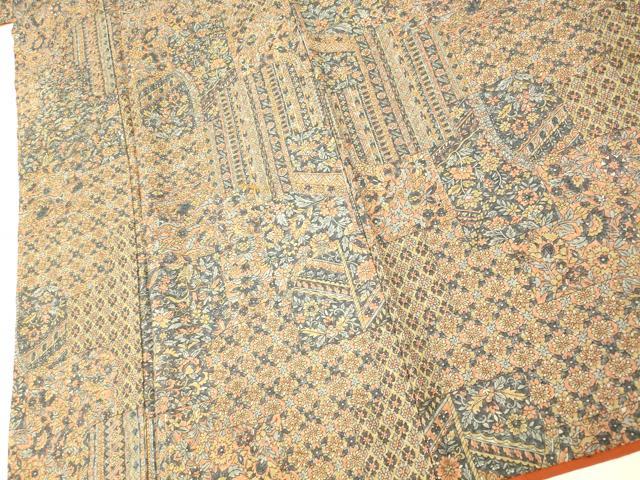 平和屋着物■上質な小紋　更紗花文　正絹　逸品　AABI5827fw