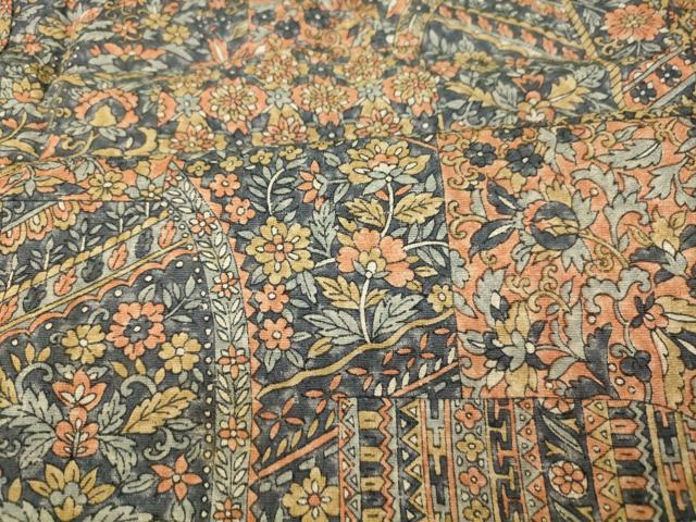 平和屋着物■上質な小紋　更紗花文　正絹　逸品　AABI5827fw