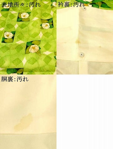 平和屋着物■上質な小紋　草花格子文　正絹　逸品　AABI5828fw