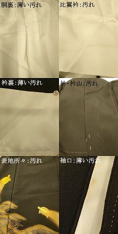平和屋着物■豪華黒留袖　駒刺繍　流水文　蓑亀　金銀彩　正絹　逸品　AABI5830fw