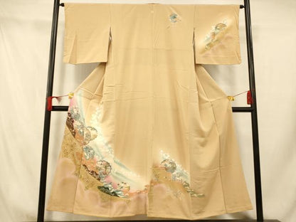平和屋着物■訪問着　雪輪花鳥風景文　暈し染め　金彩　正絹　逸品　AABI5831fw