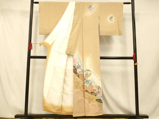 平和屋着物■訪問着　雪輪花鳥風景文　暈し染め　金彩　正絹　逸品　AABI5831fw