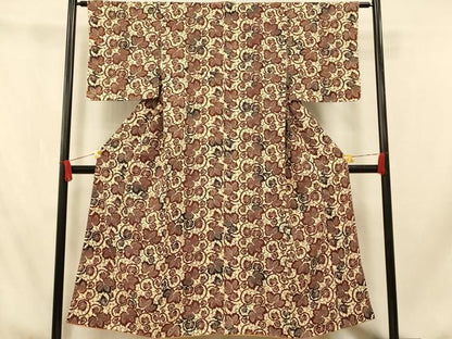 平和屋着物■上質な小紋 花唐草文 正絹 逸品 AABI5836fw