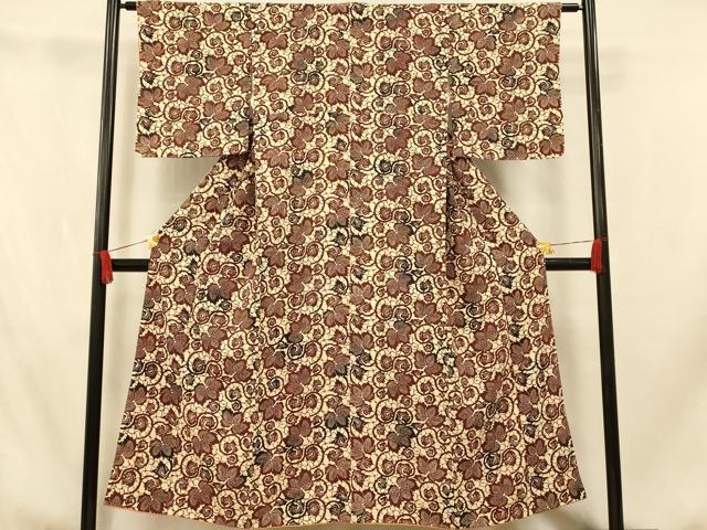平和屋着物■上質な小紋 花唐草文 正絹 逸品 AABI5836fw