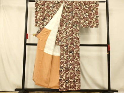 平和屋着物■上質な小紋 花唐草文 正絹 逸品 AABI5836fw
