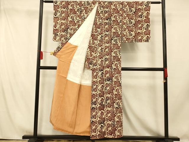 平和屋着物■上質な小紋 花唐草文 正絹 逸品 AABI5836fw