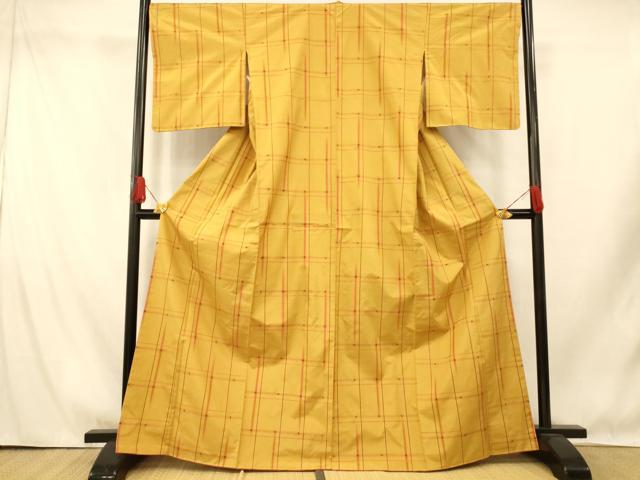 平和屋着物■上質な紬　格子　正絹　逸品　未使用　AABI5840fw