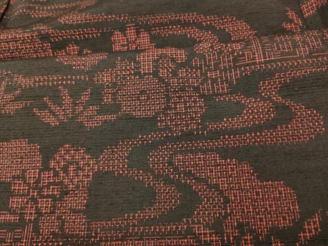 平和屋着物■上質な紬　松竹梅　黒地　正絹　逸品　AABI5842fw