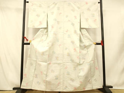 平和屋着物■上質な紬　草花文　正絹　逸品　AABI5844fw