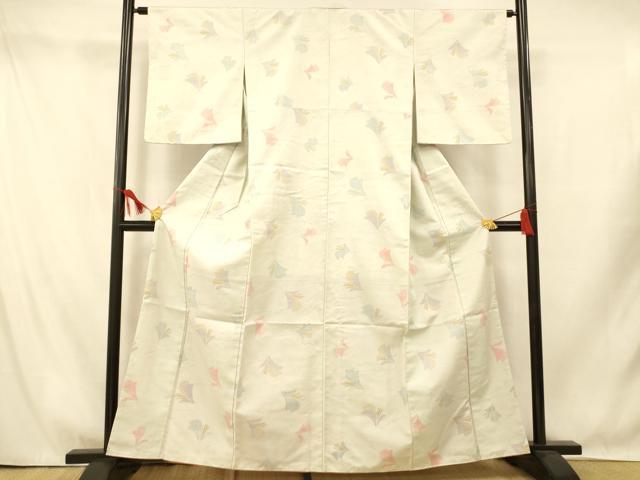 平和屋着物■上質な紬　草花文　正絹　逸品　AABI5844fw