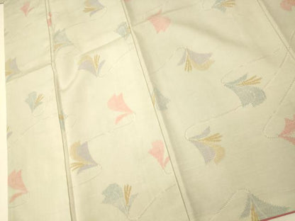 平和屋着物■上質な紬　草花文　正絹　逸品　AABI5844fw