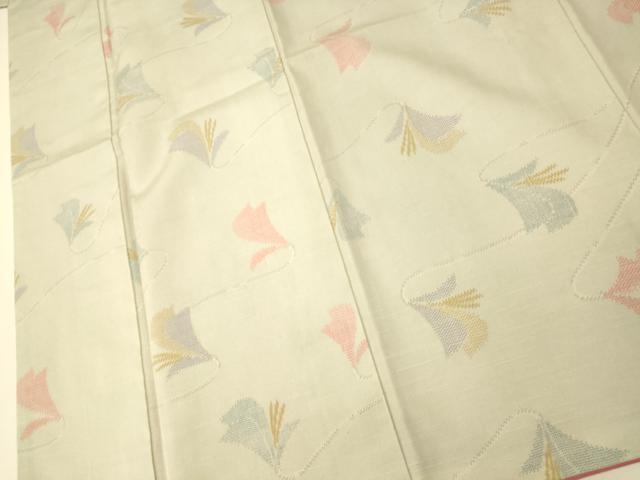 平和屋着物■上質な紬　草花文　正絹　逸品　AABI5844fw