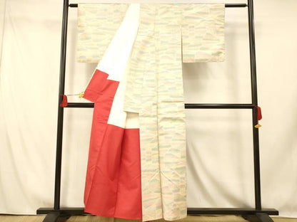 平和屋着物■本場大島紬　切り嵌め横段文　正絹　逸品　AABI5850fw