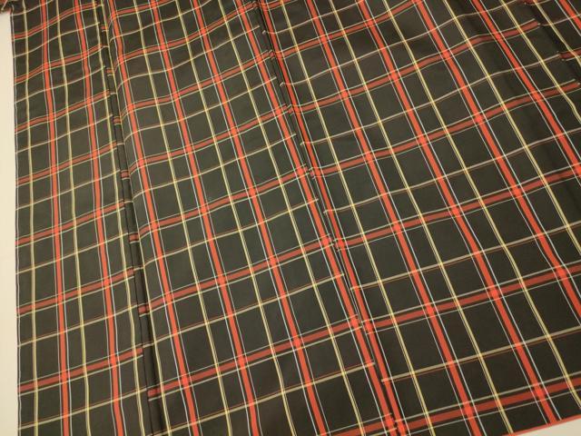 平和屋着物■本場大島紬　格子文　黒地　正絹　逸品　AABI5851fw
