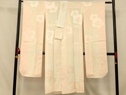 平和屋着物■振袖用長襦袢　無双仕立て　舞花地紋　暈し染め　半衿刺繍　正絹　逸品　AABI5852fw