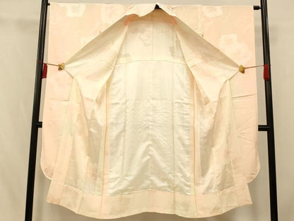 平和屋着物■振袖用長襦袢　無双仕立て　舞花地紋　暈し染め　半衿刺繍　正絹　逸品　AABI5852fw