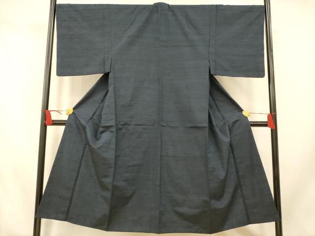平和屋着物■男性　紬　濃藍色　正絹　逸品　AABI5853fw