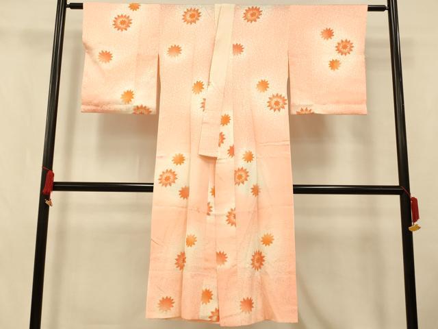 平和屋着物■長襦袢 無双仕立て 菊文 暈し染め 正絹 逸品 AABI5855fw