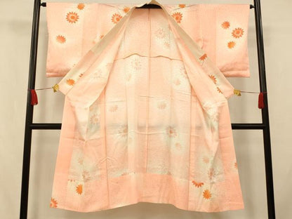 平和屋着物■長襦袢 無双仕立て 菊文 暈し染め 正絹 逸品 AABI5855fw