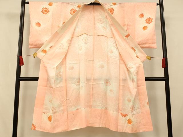 平和屋着物■長襦袢 無双仕立て 菊文 暈し染め 正絹 逸品 AABI5855fw