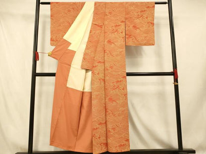 平和屋着物■上質な小紋　立波文　正絹　逸品　AABI5857fw