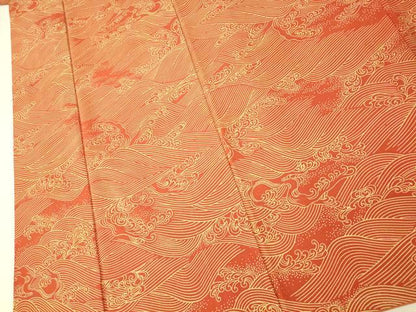 平和屋着物■上質な小紋　立波文　正絹　逸品　AABI5857fw