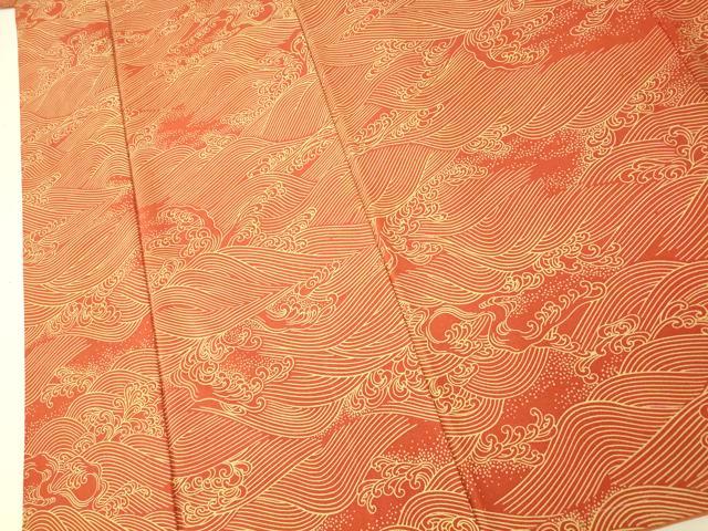 平和屋着物■上質な小紋　立波文　正絹　逸品　AABI5857fw
