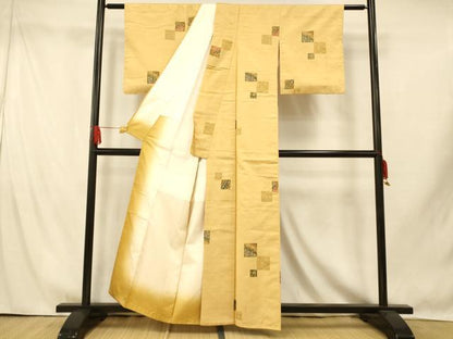平和屋着物■上質な紬　更紗花色紙文　正絹　逸品　AABI5861fw