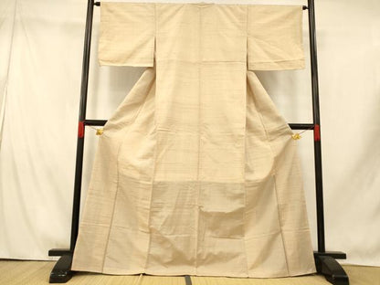 平和屋着物■上質な紬　横段霞文　亜麻色　正絹　逸品　未使用　AABI5862fw