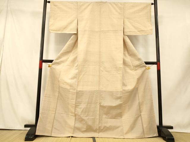 平和屋着物■上質な紬　横段霞文　亜麻色　正絹　逸品　未使用　AABI5862fw