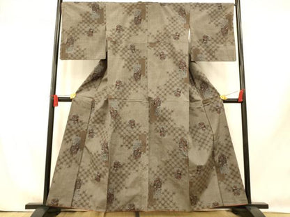 平和屋着物■上質な紬　七宝風景文　正絹　逸品　AABI5865fw