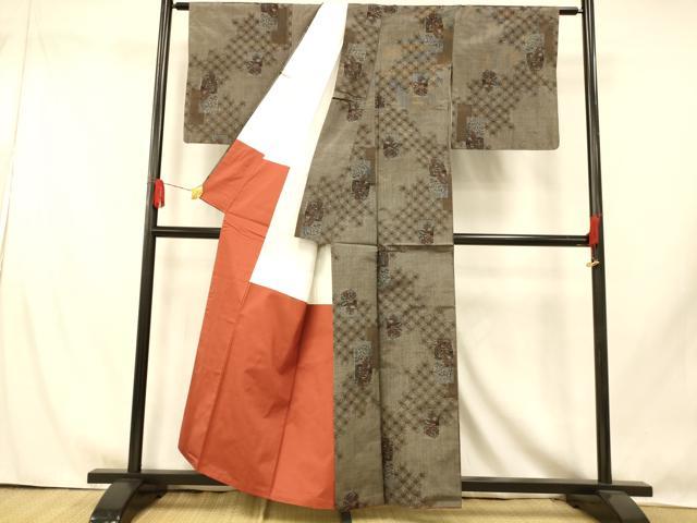 平和屋着物■上質な紬　七宝風景文　正絹　逸品　AABI5865fw
