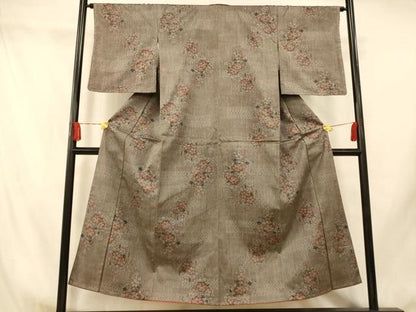 平和屋着物■上質な紬　草花文　正絹　逸品　未使用　AABI5866fw