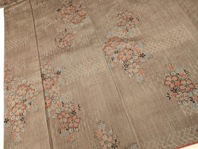 平和屋着物■上質な紬　草花文　正絹　逸品　未使用　AABI5866fw
